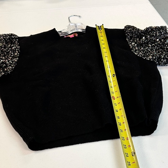 NWT THML Black Sweater 3/4 Sequined Sleeves Women's Size Large L - Picture 9 of 10